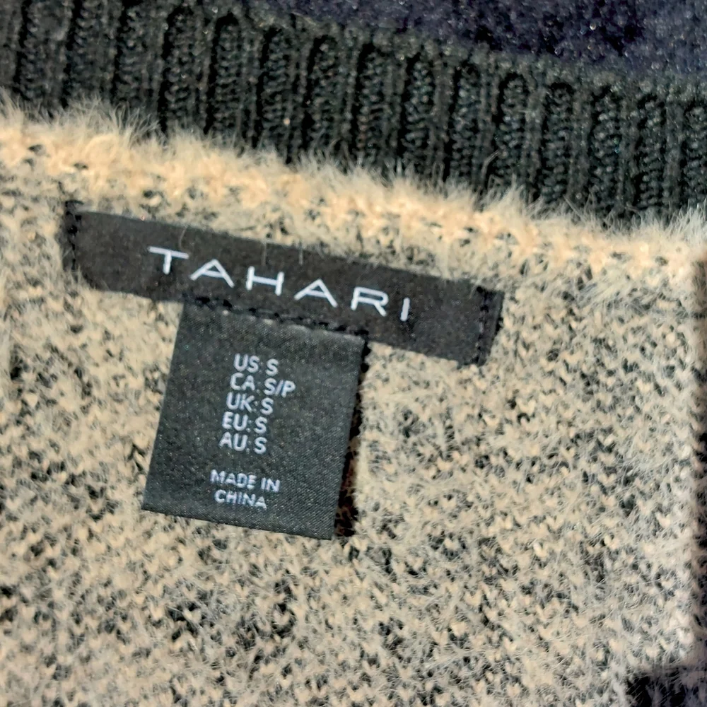 Tahari Womens Brown & Tan Houndstooth Eyelash Cozy Stretch Cardigan Sz S - Picture 5 of 7